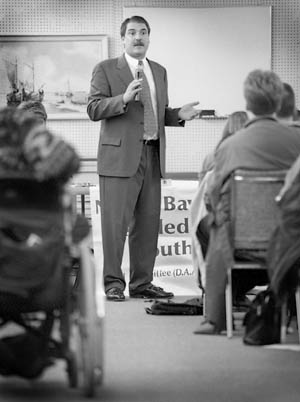 Photo of Steve Peters at the
ODA Consultation Tour in North Bay
held at the DAAY Centre.
Photo by Paul Chivers
of THE NUGGET, North Bay.